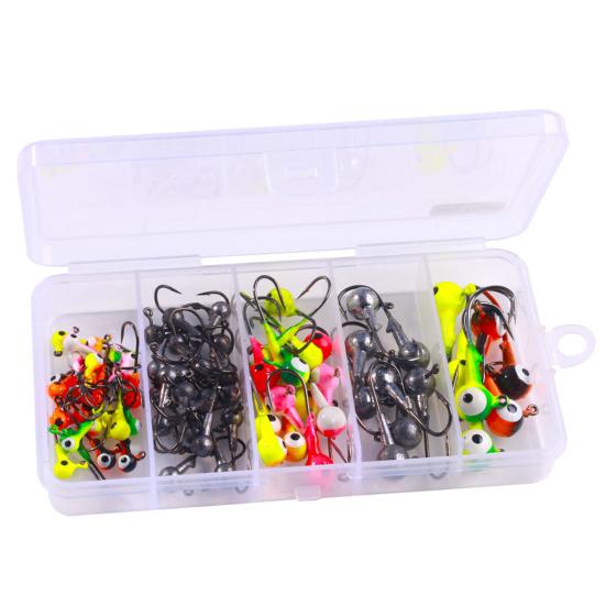 60/75Pcs Fishing Lure Hooks Kit Super Sharp Rustproof Corrosion Resistant Portable Freshwater Metal Hooks Fishing Jig Set