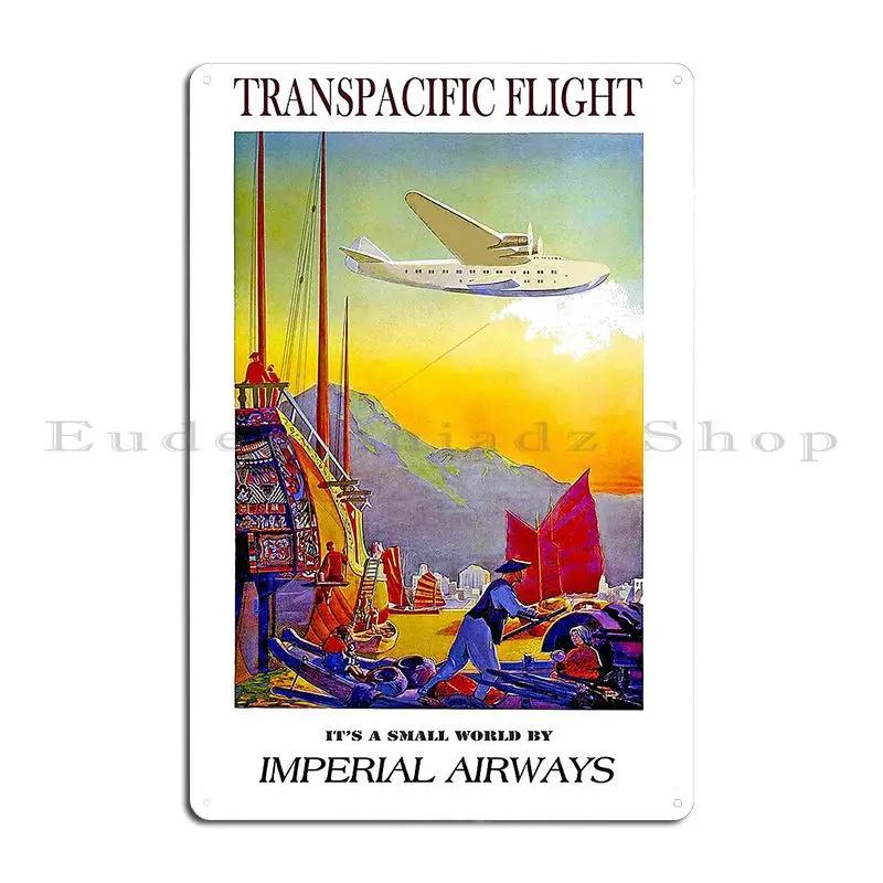 Imperial Airways Transpacific Advertising Print Metal Plaque Wall Cave Painting Cinema Printed Club Tin Sign Poster