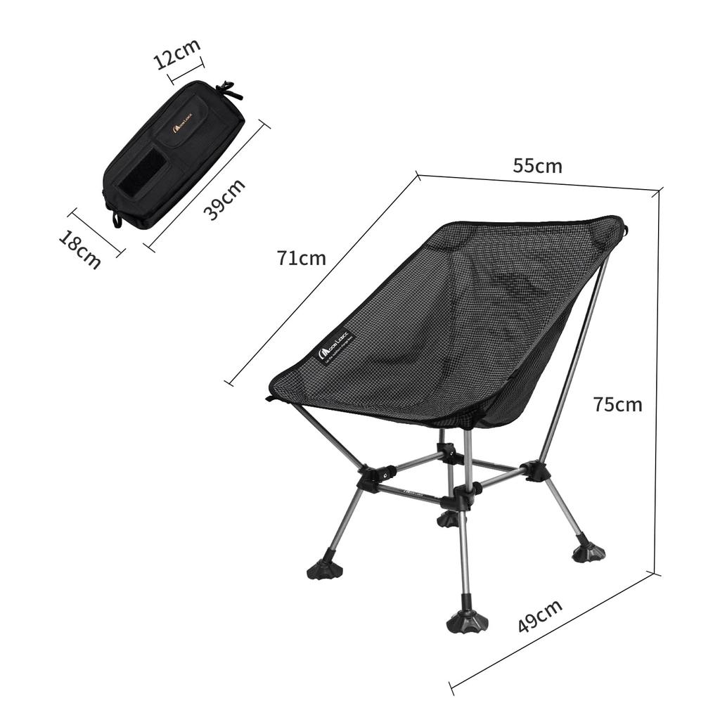 MOON LENCE Уличный пуховик из смеси Dyneema, высота, для кемпинга, на открытом воздухе, грузоподъемность, сумка для хранения, черный стул, широкий, ткань, устойчивая к разрывам, регулируемый в 2 направлениях,