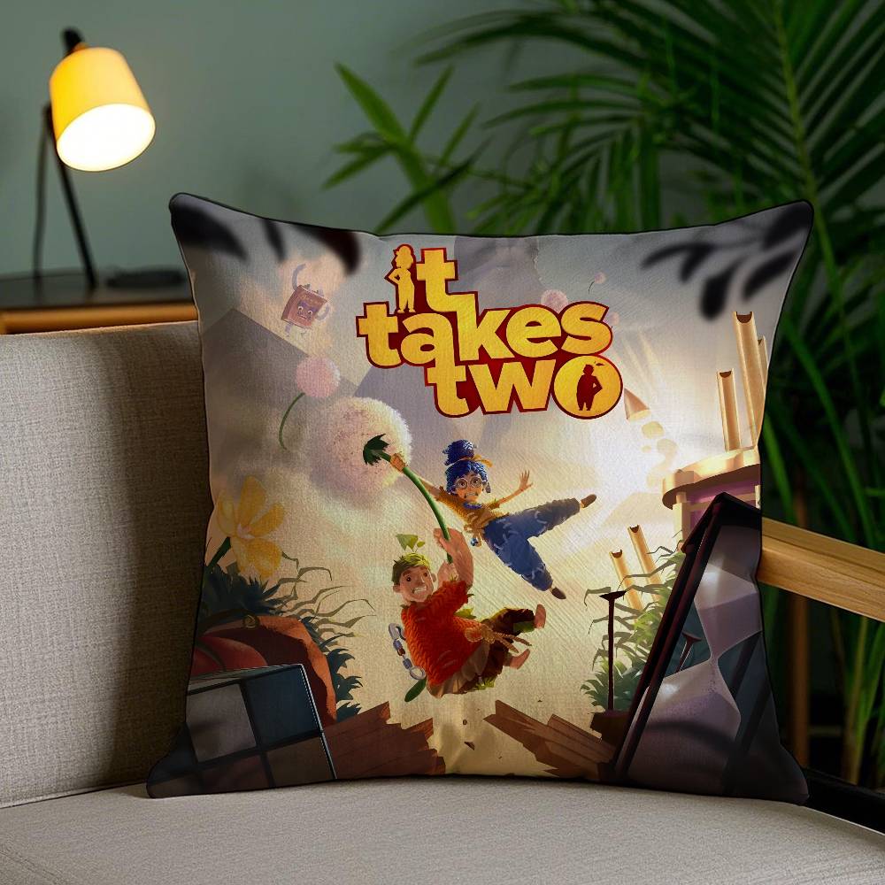 Pillow Case Game It T-Takes Two Sofa Short Plush Double-sided HD Printing Room Home Office Gift Cushion Cover