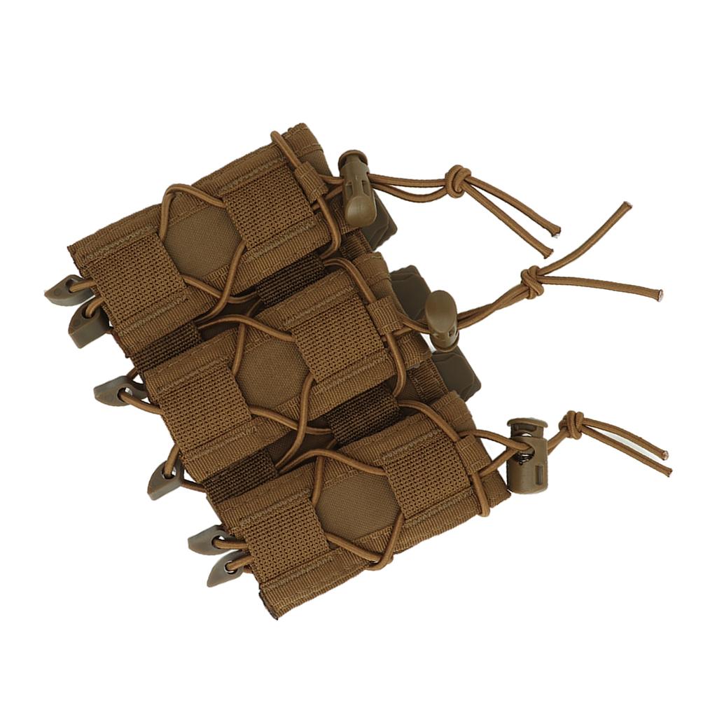 Outdoor Triple Molle Mag Pouch 9mm Open Top Triple Magazine Pouch Holder Short Style Brown
