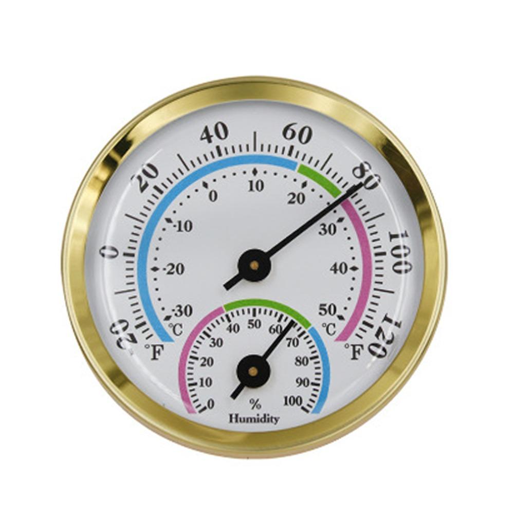 2 in 1 Gauge Mini Pointer Thermometer No Battery Required Diameter 58MM Temperature Meter Metal Case -30℃~50℃ Range