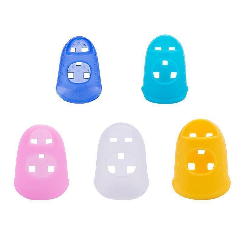 5pcs/Lot All-in-oneal Flexible Silicone Thimbles Hollowed Out Breathable Protective Finger Sleeve Craft Crafts Sewing Accessories