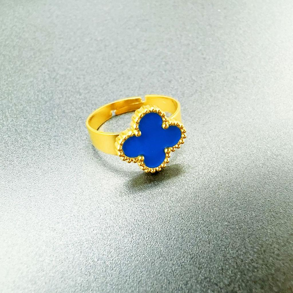 Свежее и милое кольцо из титановой стали с клевером, женское невыцветающее позолоченное украшение