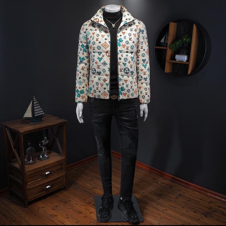 Мужская высококачественная жакардовая куртка с 90% пуха - Осенне-зимняя коллекция 2025