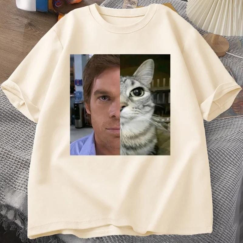 Dexter Morgan Cat Tshirts Funny Cotton Short Sleeve O Neck Tshirt Unisex Streetwear Unisexs Clothes Harajuku Printed Tshirt Tops