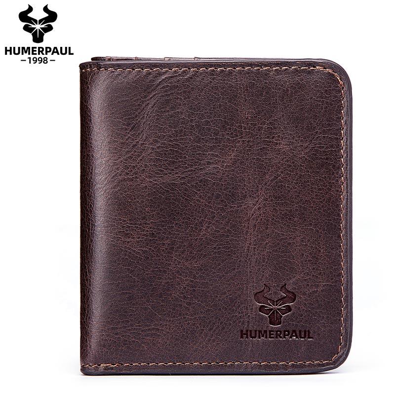 Humerpaul Тонкий кошелек из натуральной кожи коровы, мужской кошелек для монет, маленький мини-держатель для карт, простой портфолио, тонкий мужской кошелек Portomonee
