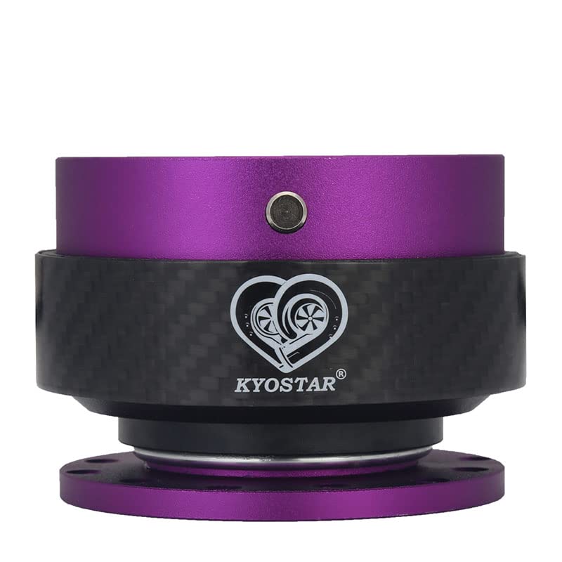 Kyostar 100% Real Carbon Fiber Steering Wheel Quick Release Hub Adapter Snap-Off Booster Kit (Purple)