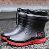Модные мужские резиновые сапоги для улицы, короткие, для пеших походов, рыбалки, водные туфли, противоскользящие, рабочие ботильоны для шеф-повара, водонепроницаемая, нескользящая обувь