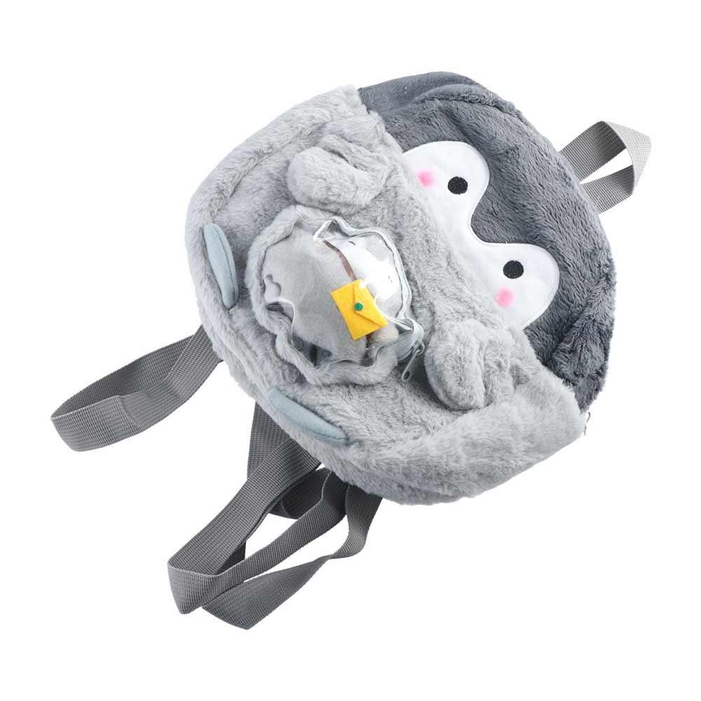 Transparent Cartoon Doll Bag Large Capacity Children Schoolbag Sweet Plush Penguin Backpack Gift