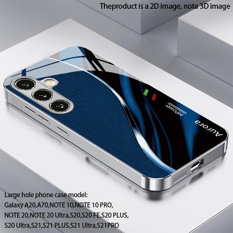 Синий Узор 2D Чехол для Телефона для Samsung S26 S25 S24 S23 S22 S21 S20 A56 A36 A16 - Гальванизированное Стеклянное Защитное Покрытие