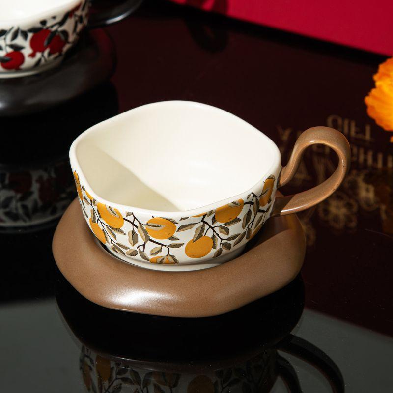 200ml Vintage Ceramic Coffee Cup and Saucer English afternoon Tea Cup and Saucer Home Office Cafe Drinkware Coffeeware Gift