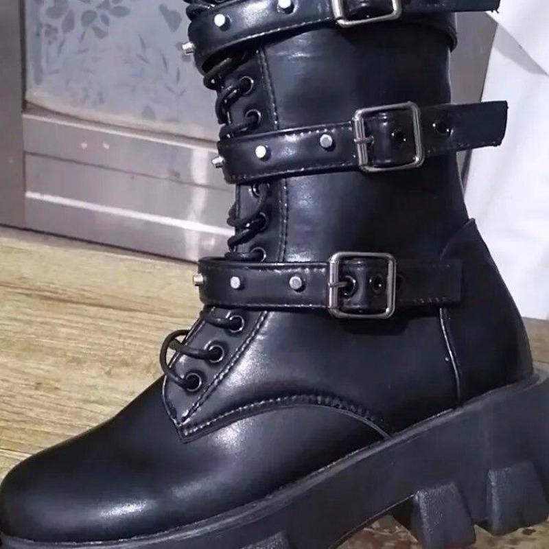 Новые женские осенне-зимние модные ботинки до середины икры на молнии Botas Mujer, спортивная женская обувь до колена на платформе и каблуке