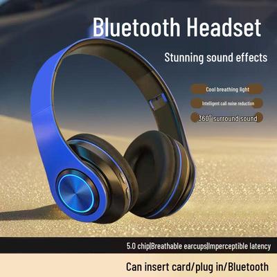 B39 Полноразмерные Bluetooth-наушники с классными световыми эффектами, слотом для карты и улучшенным звуком для мужчин, женщин и студентов