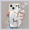 Suitable for Apple 15 Mobile Phone Case Summer Iphone14 Cute Bear Bracket Chain 13 Feather Yarn 12 High-end 11 Full Package