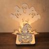 Wooden Material Shadow Projection Candle Holder Pumpkin Shape Halloween Candlestick  Spooky Party