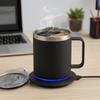 Интеллектуальная самонагревающаяся кофейная кружка с питанием от USB, двухслойная, с автоматическим подогревом, из нержавеющей стали, с крышкой