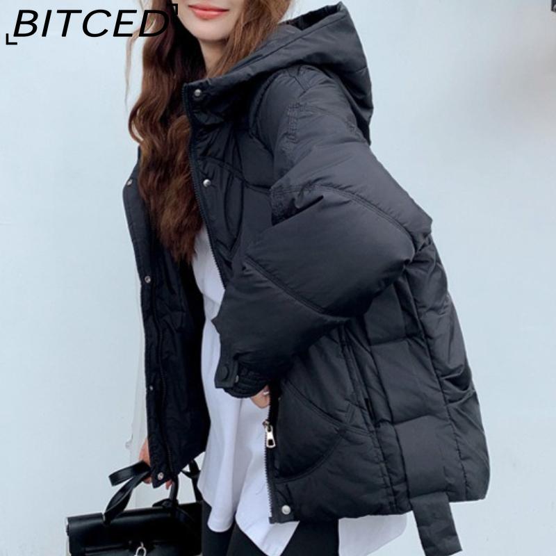 BITCED Loose-Fit Women's Winter New Arrival Short Casual Hooded Oversized Cotton Coat, Cotton Jacket, Padded Jacket