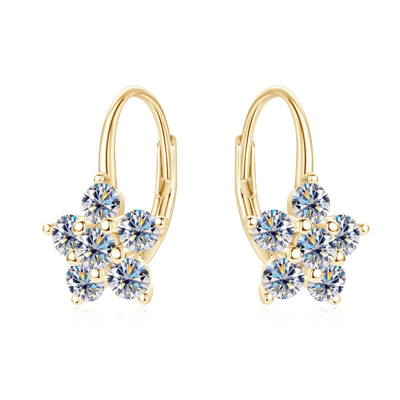 Silvere Glam Корейская версия в стиле Инс Новые серьги-пусеты с муассанитами в виде снежинок Шестиконечная звезда Цветок 925 проба Стерлинговое серебро Серьги с кисточками