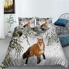 Fox Duvet Cover Set King/Queen Size Orange Lovely Fox Bedding Set For Kids Teens Boys Wild Animal 2/3Pcs Polyester Quilt Cover