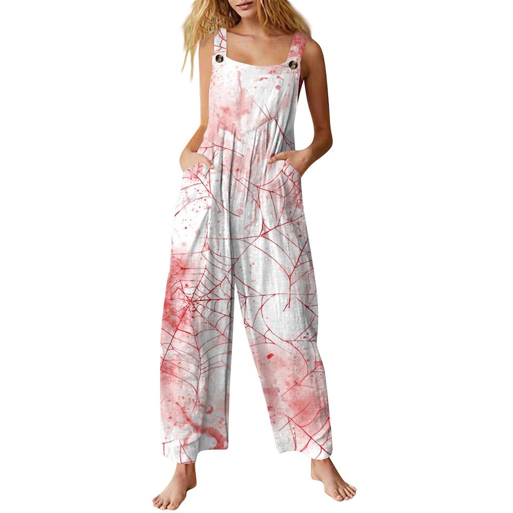 Женский комбинезон с принтом, повседневный свободный комбинезон