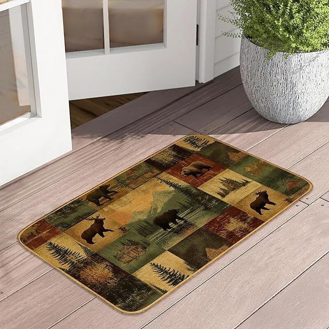Retro Butterfly Floor Mat Bathroom Door Mat Dirt Resistant and Easy To Maintain Foot Mat