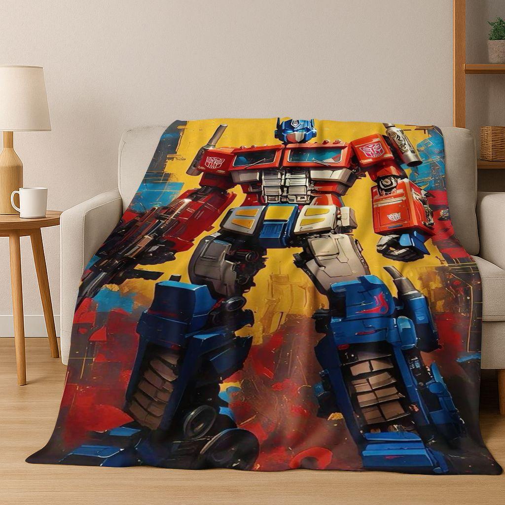 Cartoon T-Transformers Autobots Optimus Prime Flannel Blanket,Warm and Cozy Soft Throw Blanket for Home Bedroom Bed Sofa Cover