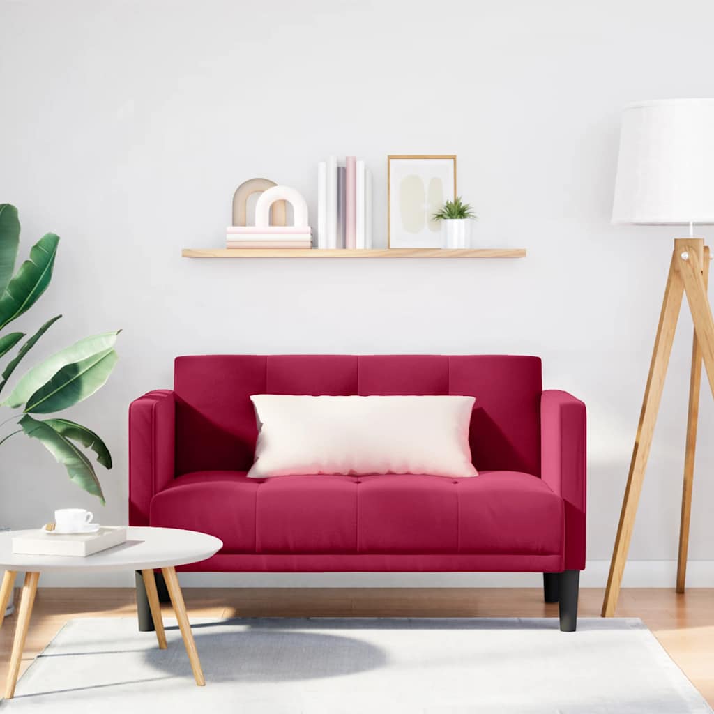 2 Seater Sofa in Wine Red 111 cm Velvet
