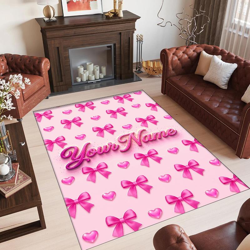 Decorative Artwork Theme Crystal Velvet Rug Personalized Custom Name Text Soft Floor Mat Home Decor