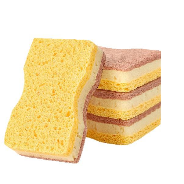 Wood Pulp Cotton Cleaning Sponge & Brush Set - Absorbent Dishcloth, Magic Eraser, Kitchen Scouring Pad