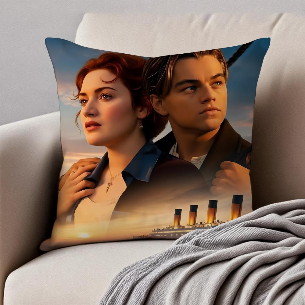 film TTitanic Cushion Cover Pillowcase Antidustmite Invisible Zipper Short Plush Sofa Cushion