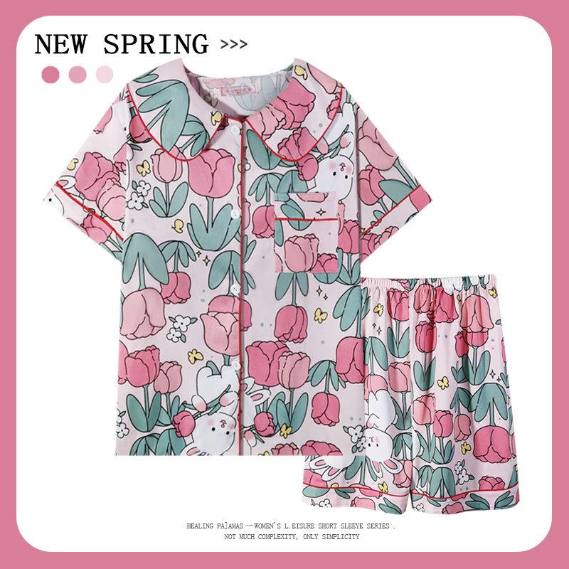 "Crayon Shin-chan" Large Size Women's Pajamas Women's Summer Short Sleeve Japanese Student Cartoon Cute Loungewear Set