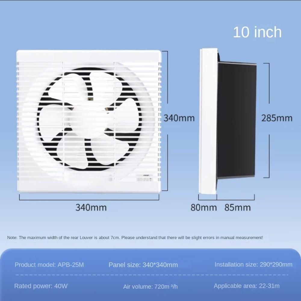 Through-wall Exhaust Fan 8/10 Inch Blower Ventilation New Ventilation Fan for Bathroom Kitchen