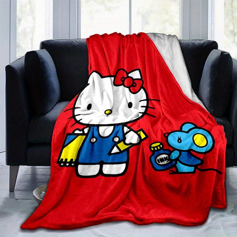 1шт. Плед с дизайном Hello Kitty и Синего Мышонка - Для дома, офиса, улицы, подарок, подходит для всех сезоновz041729
