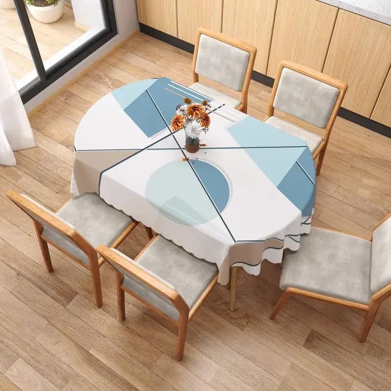 Овальный чехол для обеденного стола, водонепроницаемая, маслостойкая, не моющаяся, устойчивая к ожогам, ПВХ, НОВАЯ бытовая складная скатерть