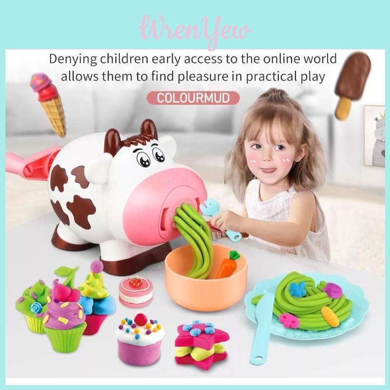 Innovative Diy Cartoon Colorful Clay Cute Cow Noodle Maker Playset For Kids Imaginative Play