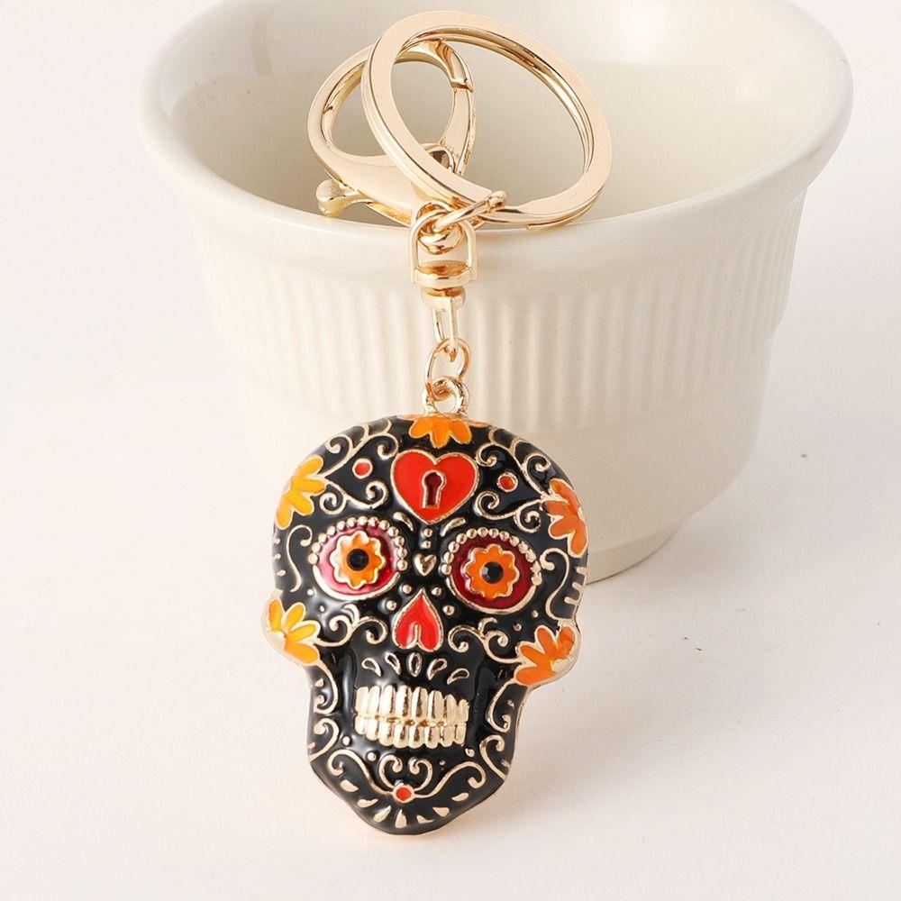 Goth Style Skeleton Keyring with Buckle Skull Key Chain Pedant Creative Skull Keychains Car