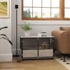 Dog Crate Robust And Stylish 100x60x68cm Walnut Wood Finish And Black