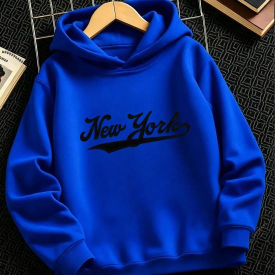 Винтажная толстовка с капюшоном для детей New York, повседневная свободная толстовка-пуловер с капюшоном для детей