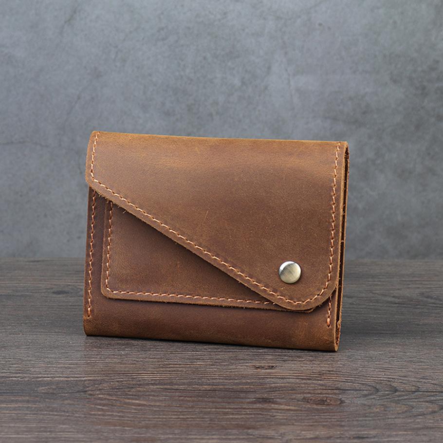 Ретро короткий мужской кошелек из натуральной кожи первого слоя, мужская сумка из натуральной кожи, женский маленький кошелек, держатель для карт, чехол для монет, чехол для монет Tide