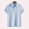 Men's Fashion Knitted Polo Shirts Short Sleeve Turn-down Collar Colid Color Simple T-shirt Top
