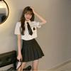 High School Large JK Short Pleated Set 3 Piece Set of 2 Balloons [SCGEHA] Униформа, Размер, Косплей, Однотонный, Черный, Униформа, JK, Рукав, Юбка, Галстук, Комплект, (M)
