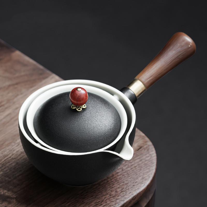 Китайский фарфоровый чайный сервиз Gongfu, портативный набор чайников с вращающимся на 360 градусов чайником и заварочным устройством, портативный подарочный пакет «все в одном»