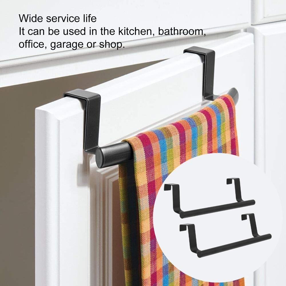 2 PCS Stainless Steel Towel Bar Black Over Door Towel Rack Home Dorm Hotel Apartment