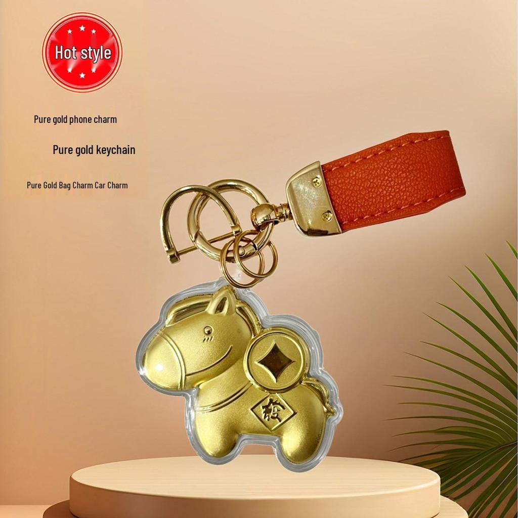 999 Pure Gold Mahjong Tile Pendant: Phone Chain & Car Charm, National Tide Lucky Gift