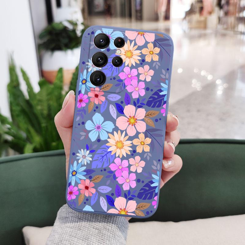 Яркий Цветочный Чехол для Телефона Samsung Galaxy S25 S24 S23 S22 S21 S20 Ultra Plus FE Note 20 ultra 10 9 Plus Чехол