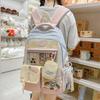Sweet Blocked Color Letter Patter Student Backpack With Compartment Transparent