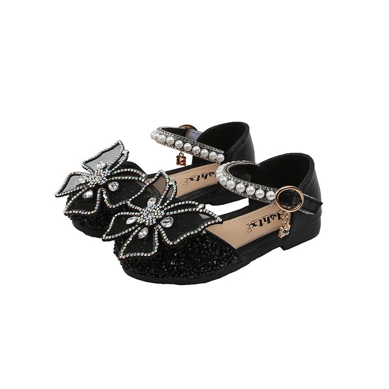 Весна/Лето 2025 Корейские сандалии-принцессы с бантом для девочек – Танцевальная обувь с пайетками