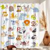 Шторка для душа с алфавитом животных Милые мультяшные животные Печать A-Z Полиэстеровая шторка для ванной с крючками для декора детской ванной