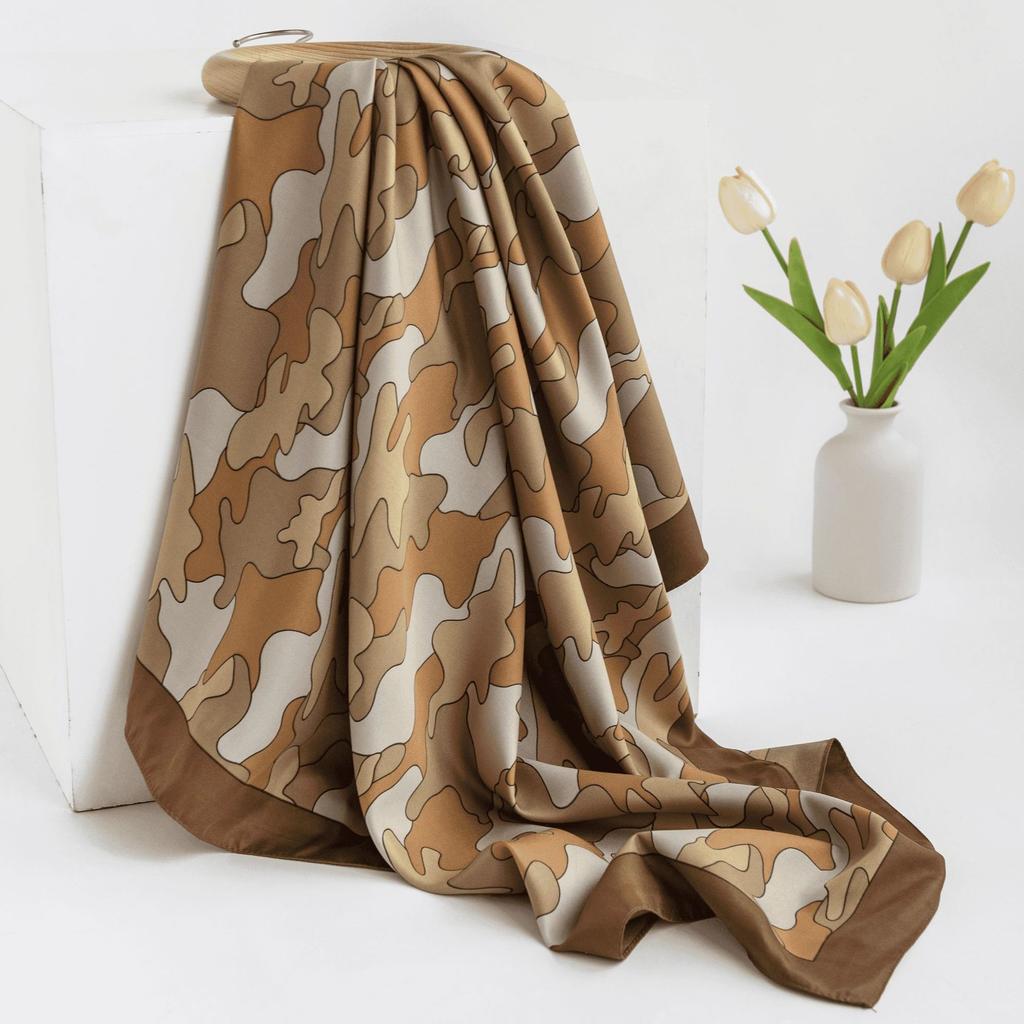 2024 Весна и осень Тонкий французский бежевый шарф в горошек Женский квадратный шарф Шаль Внешнее украшение Универсальный шарф